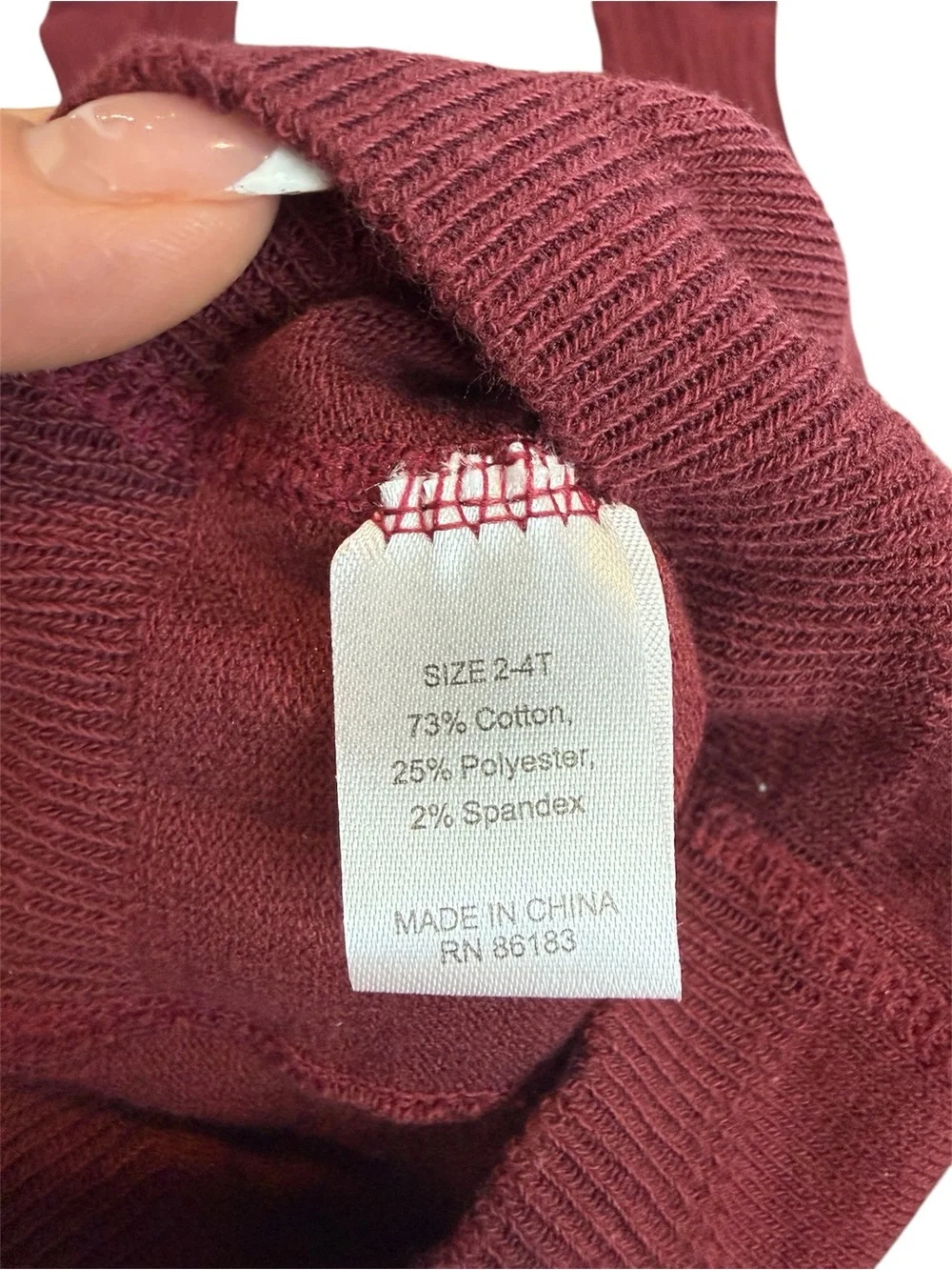 Toddler Girl Maroon Thermal Tights - Comfortable Knit Base Layer, Size 2-4T
